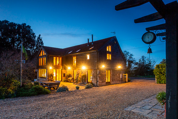 Stunning Barn Conversion photographed at twighlight in Sutton, Cambridgeshire