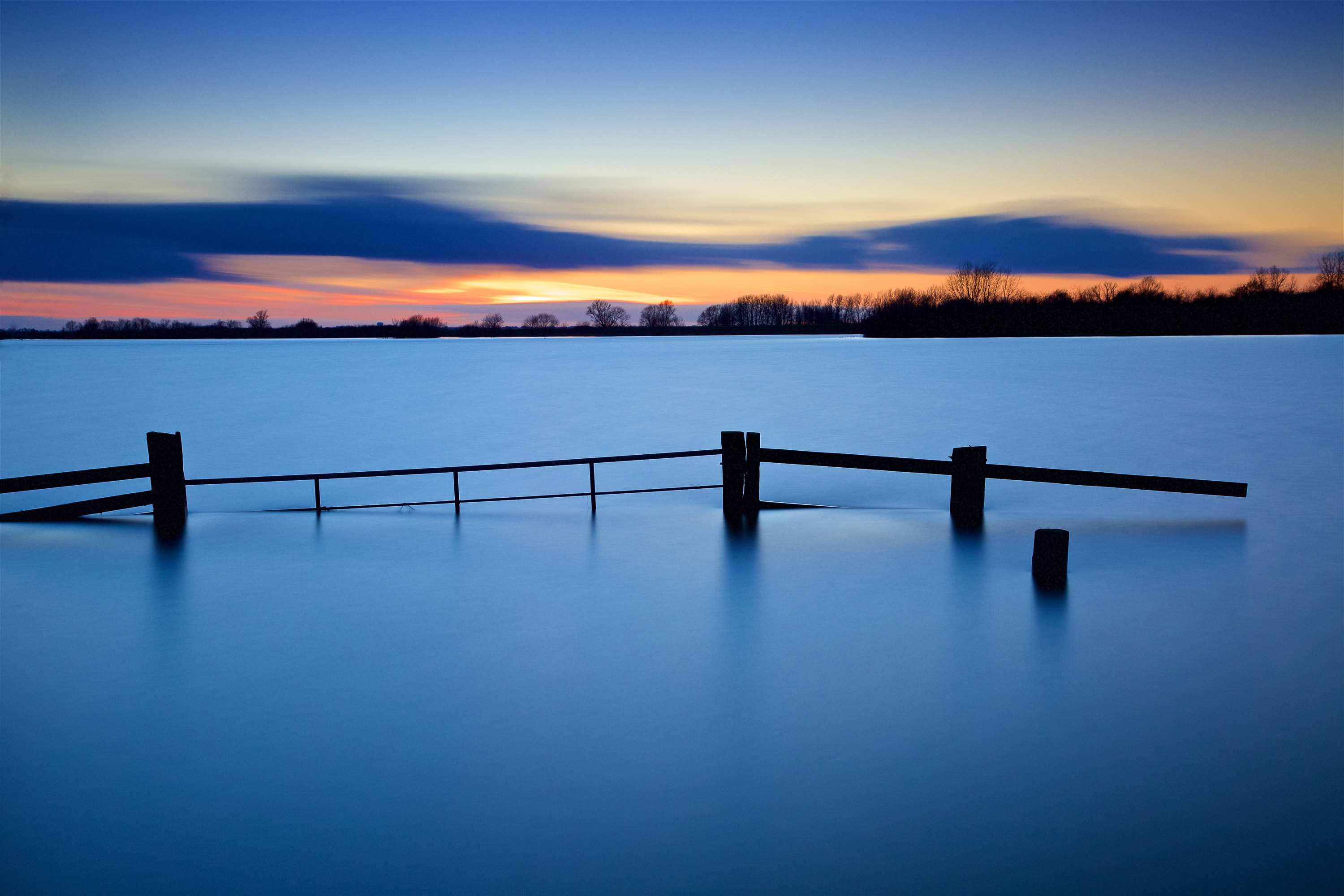 A  partly submerged gate at the Hundred Foot Ouse Washes, Sutton Gault, Cambs