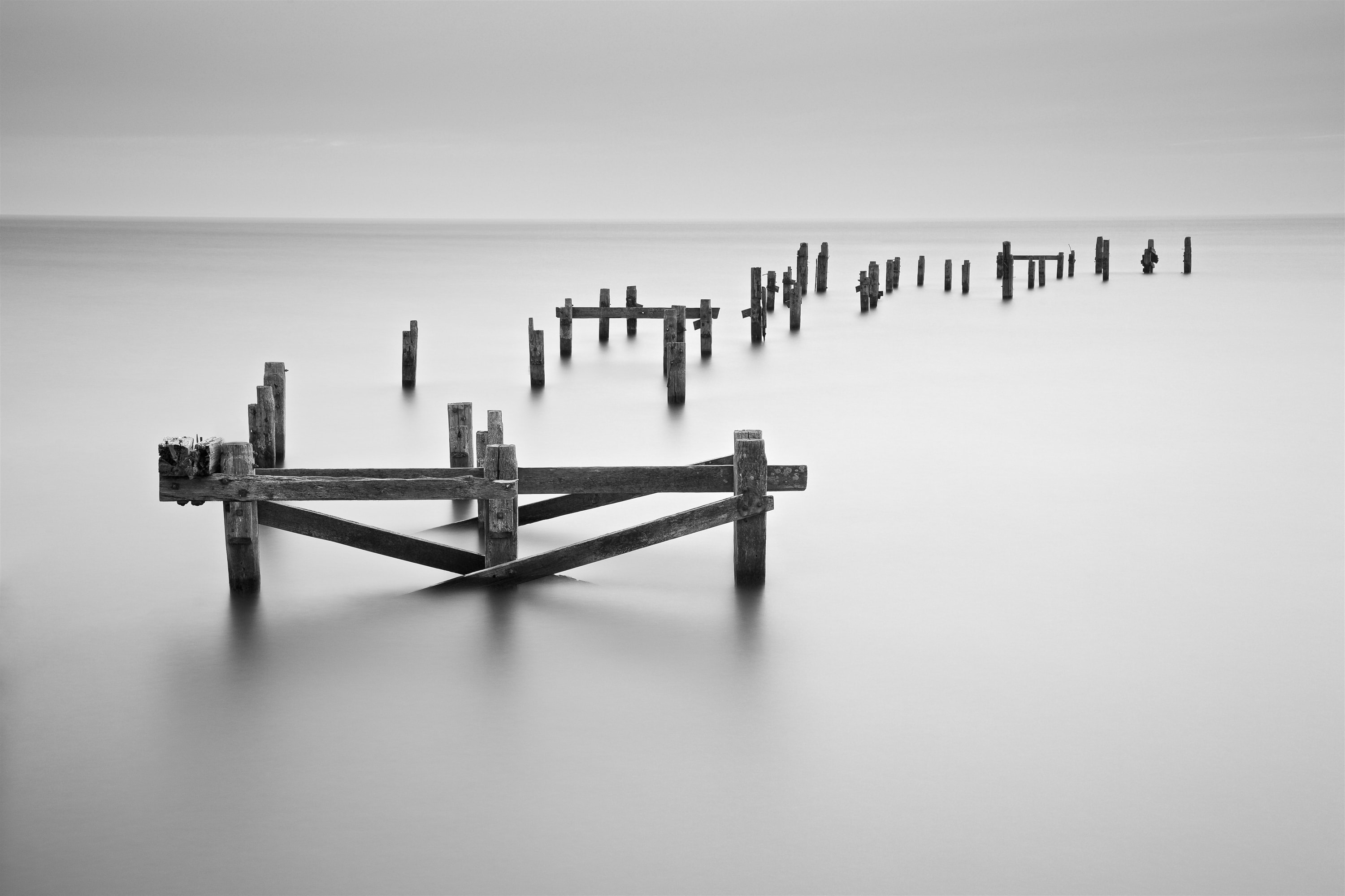 Long exposure photograph of Swanage Old Pier in Dorset.